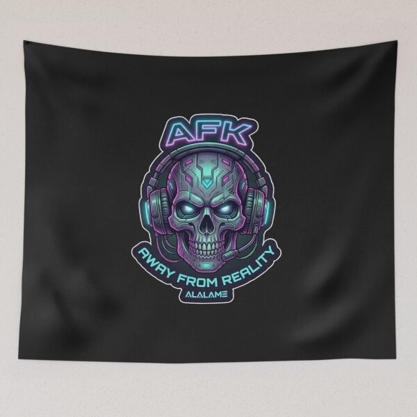 Item preview, AFK Away From Reality - Funny Cyberpunk Gamer Skull Sticker designed and sold by alalame.