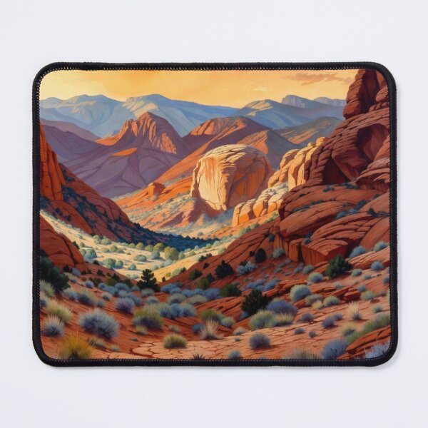 Item preview, Vibrant Golden Hour Desert Canyon – Majestic Red Rock Landscape Canvas Print designed and sold by Nexus Space.