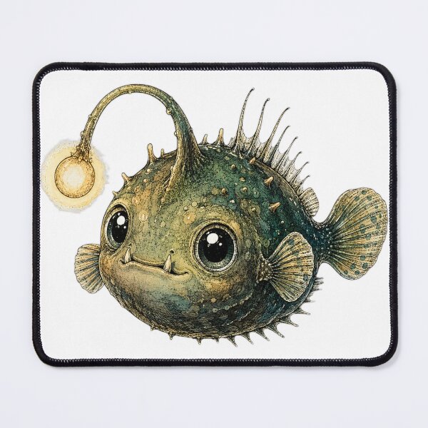 Item preview, Cute Vintage Anglerfish Sticker - Deep Sea Fish with Glowing Lure designed and sold by PND7777.
