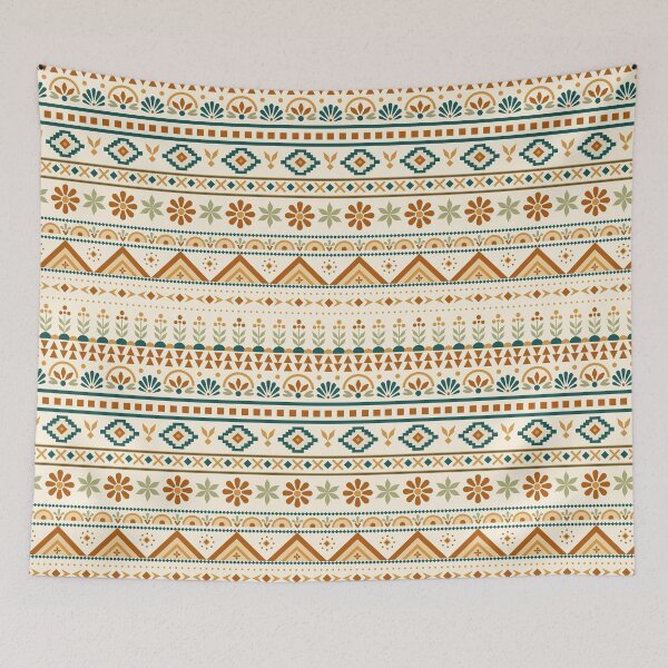 Item preview, Bohemian Tribal Floral Border Pattern in Earth Tones designed and sold by WanwisaChuenlom.