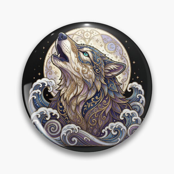 Item preview, Howling Wolf and Waves designed and sold by The Quiet Canvas By Jacky.