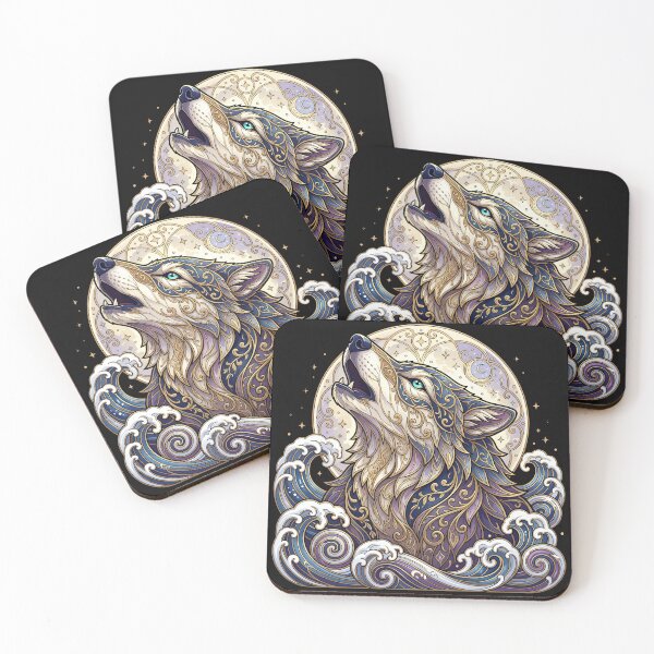 Item preview, Howling Wolf and Waves designed and sold by The Quiet Canvas By Jacky.