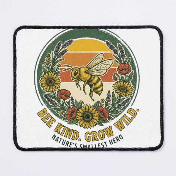 Item preview, Bee Kind Grow Wild Vintage Bee Wildflower Retro Nature Design designed and sold by CreativeNest Prints.