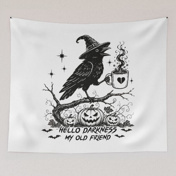 Item preview, hello darkness my old friend halloween crow designed and sold by elongatedjazz.
