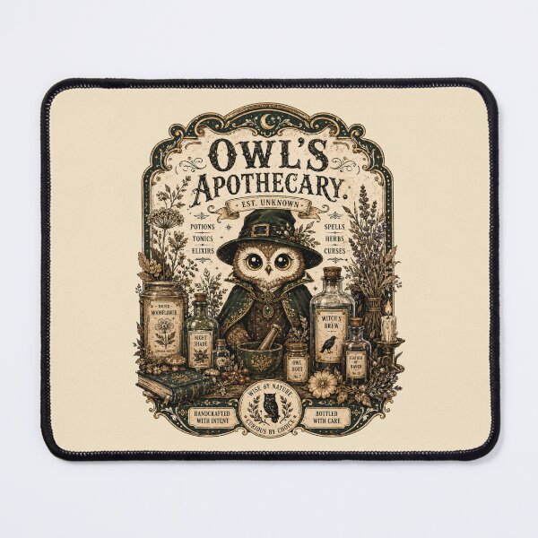 Item preview, Owl's Apothecary T-Shirt, Vintage Owl Herbalist Shirt, Dark Academia Owl Tee, Cottagecore Witch Shirt, Botanical Owl Graphic Tee designed and sold by MaynyStudio.