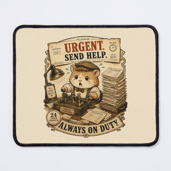 Item preview, **SEO Title**  Urgent Send Help Hamster T-Shirt, Vintage Telegraph Hamster Shirt, Morse Code Operator Tee, Cute Retro Office Graphic, Funny Telegraph Animal Gift designed and sold by MaynyStudio.