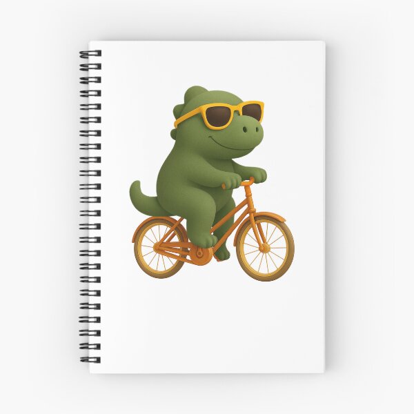 Item preview, Funny Dino on Bike Cute Dinosaur Cycling Art designed and sold by GetGoodFit.