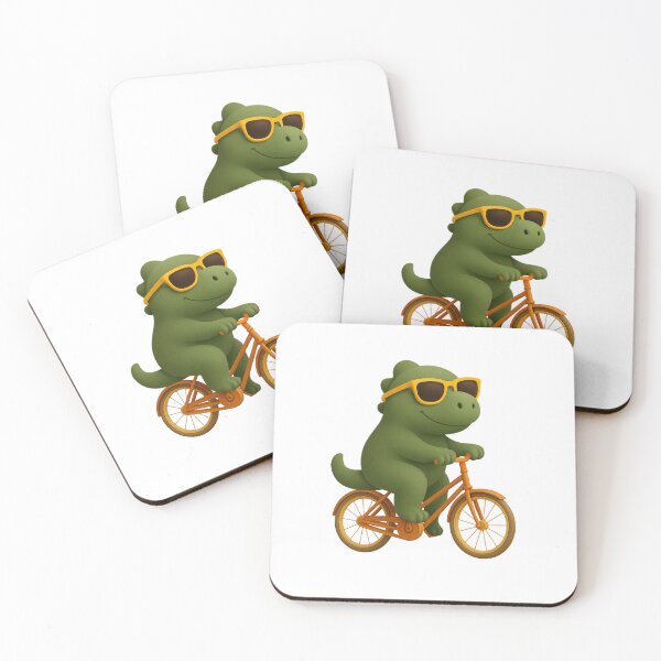 Item preview, Funny Dino on Bike Cute Dinosaur Cycling Art designed and sold by GetGoodFit.