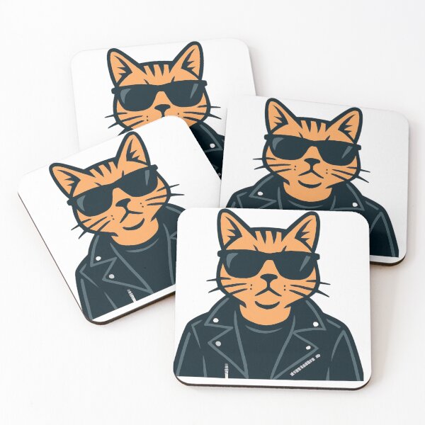 Item preview, Cool Cat in Leather Jacket: Retro Rebel Kitty designed and sold by MoodLay.