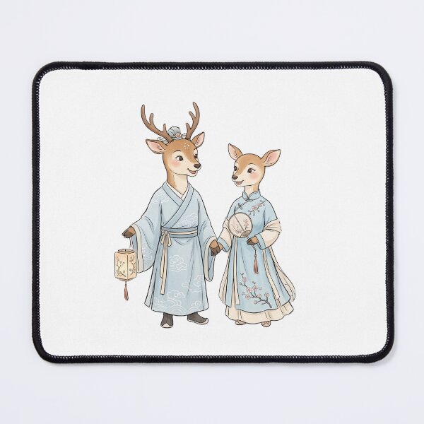 Item preview, Cute Deer in Traditional Chinese Hanfu - Chibi Woodland Couple Travel Art designed and sold by TaiwanMemory.
