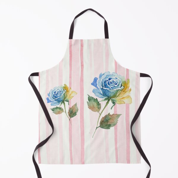 Item preview, Serene Blue Watercolor Roses on Pink Stripes designed and sold by wissal.studio.