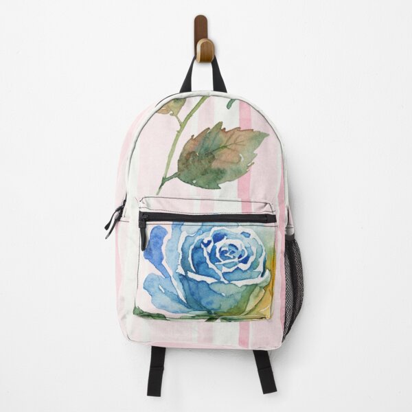 Item preview, Serene Blue Watercolor Roses on Pink Stripes designed and sold by wissal.studio.