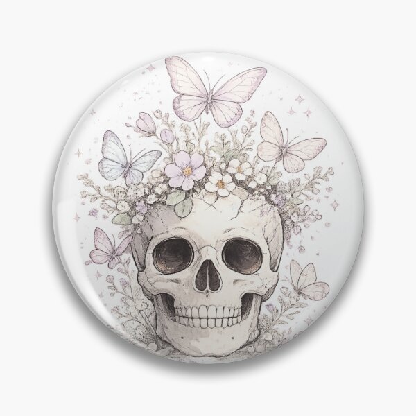 Item preview, Skull Butterflies Pastel Flowers Dreamy Gothic Botanical Design designed and sold by irfanshikh.