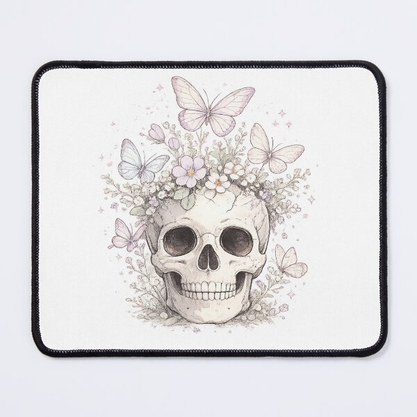 Item preview, Skull Butterflies Pastel Flowers Dreamy Gothic Botanical Design designed and sold by irfanshikh.