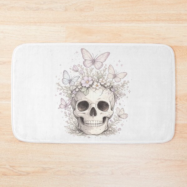 Item preview, Skull Butterflies Pastel Flowers Dreamy Gothic Botanical Design designed and sold by irfanshikh.