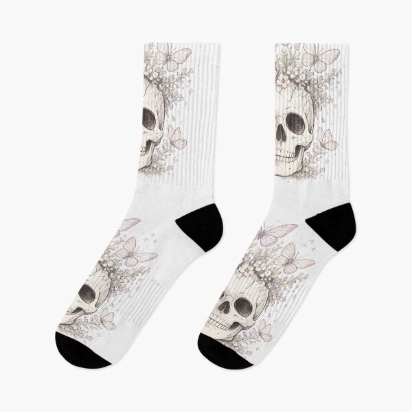 Item preview, Skull Butterflies Pastel Flowers Dreamy Gothic Botanical Design designed and sold by irfanshikh.
