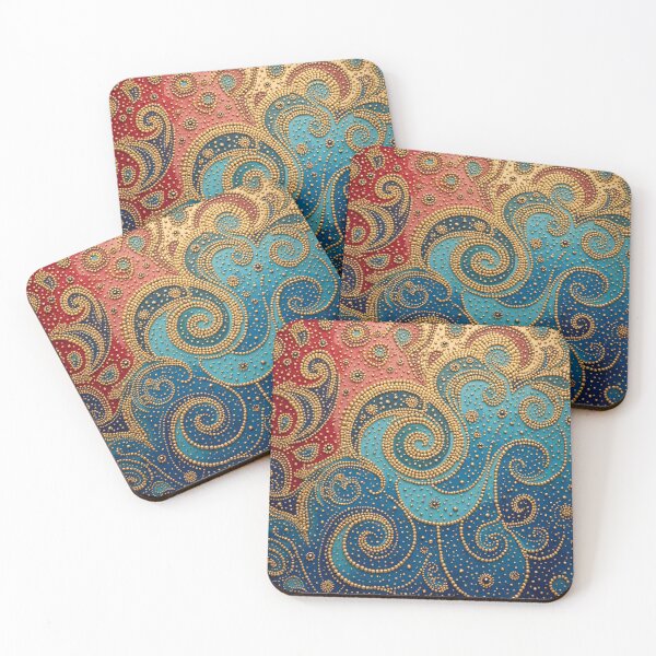 Item preview, Aboriginal Inspired Dot Art - Serenity Of Lava And Ocean Waves designed and sold by GrinGalore.