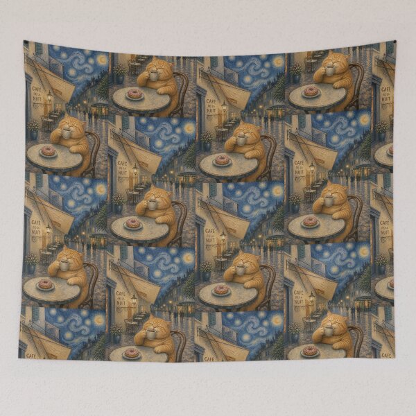 Item preview, Cute and Chonky Orange Tabby Cat Café Night Daydreamscape designed and sold by Mindworx21.