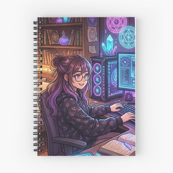 Item preview, Cozy Anime Tech Witch | Dark Fantasy Room Decor | Gamer Girl Gift designed and sold by YNAMREG.