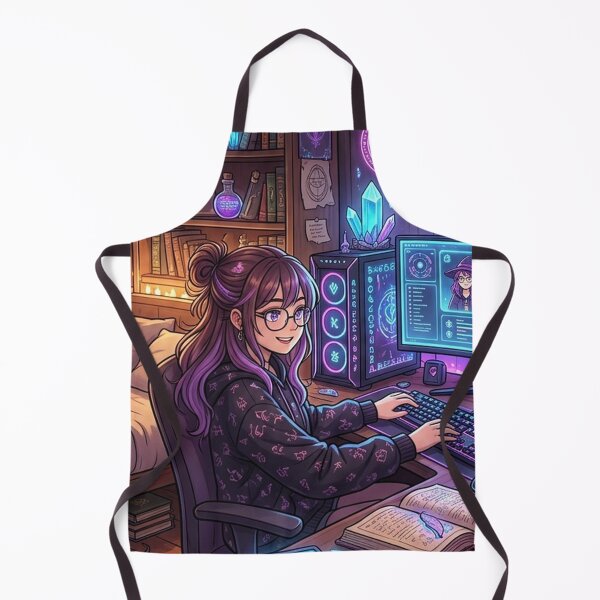 Item preview, Cozy Anime Tech Witch | Dark Fantasy Room Decor | Gamer Girl Gift designed and sold by YNAMREG.
