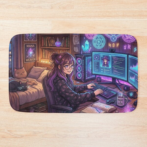 Item preview, Cozy Anime Tech Witch | Dark Fantasy Room Decor | Gamer Girl Gift designed and sold by YNAMREG.