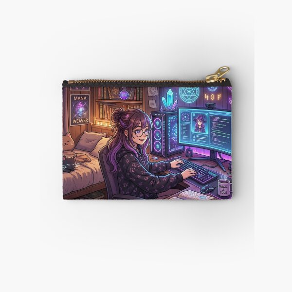 Item preview, Cozy Anime Tech Witch | Dark Fantasy Room Decor | Gamer Girl Gift designed and sold by YNAMREG.