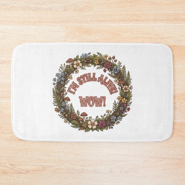 Item preview, I'm Still Alive Wow Botanical Mushroom Floral Wreath Art designed and sold by TatiK-Treasures.