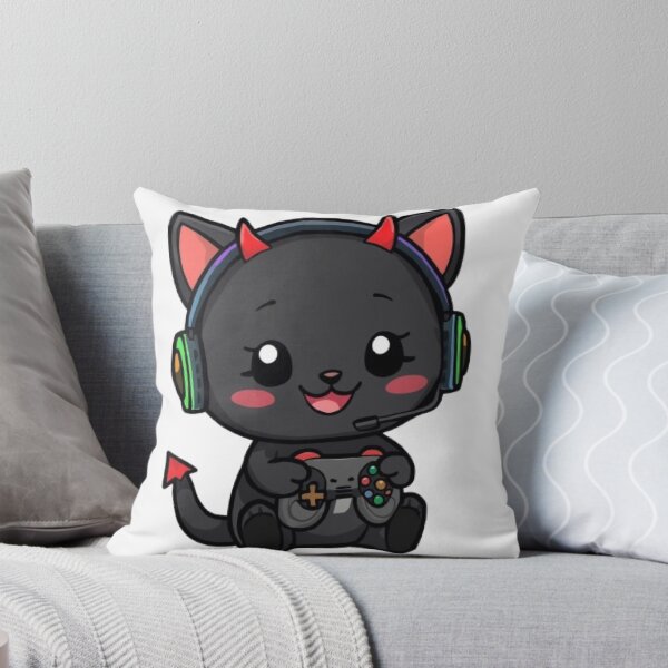 Item preview, Cute Devil Gamer Cat with RGB Headphones Kawaii Sticker designed and sold by Stylestickers55.