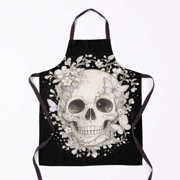 Item preview, Skull Wildflower Wreath Sketch Style Gothic Botanical Art Design designed and sold by irfanshikh.