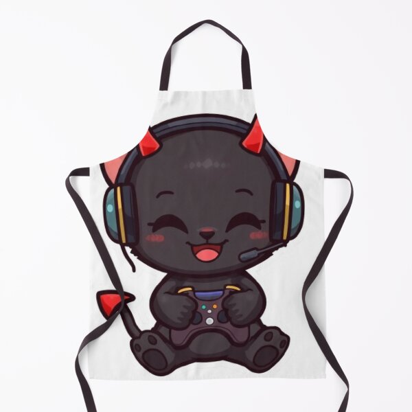 Item preview, Kawaii Devil Cat Gaming Sticker Cute Black Kitten with RGB Headset designed and sold by Stylestickers55.