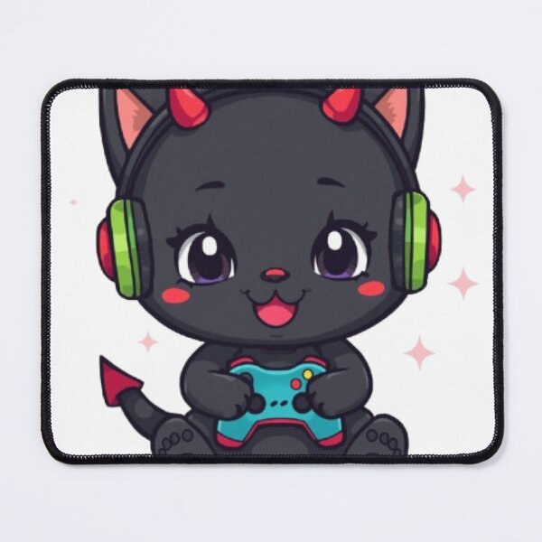 Item preview, Cute Black Devil Cat Gamer Gift Kawaii Gaming Sticker designed and sold by Stylestickers55.