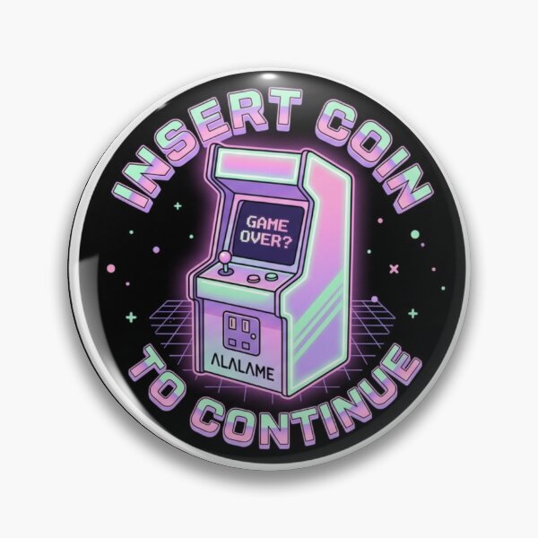 Item preview, Retro Arcade Insert Coin - Aesthetic Vaporwave Gaming Sticker designed and sold by alalame.