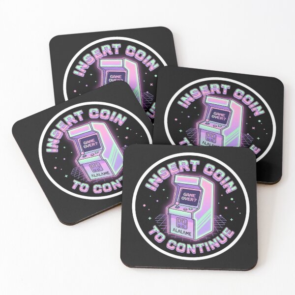 Item preview, Retro Arcade Insert Coin - Aesthetic Vaporwave Gaming Sticker designed and sold by alalame.