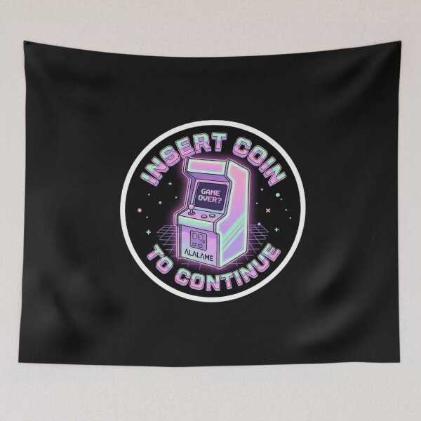Item preview, Retro Arcade Insert Coin - Aesthetic Vaporwave Gaming Sticker designed and sold by alalame.