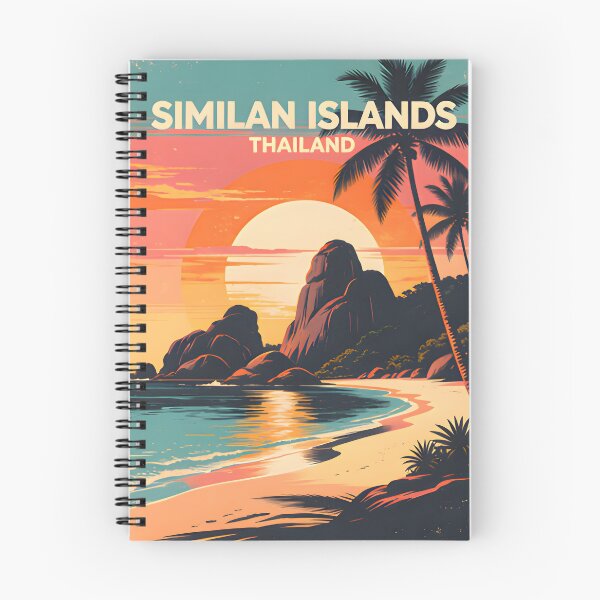 Item preview, Similan Islands Thailand Retro Sunset Travel Poster – Andaman Sea Coastal Artwork designed and sold by Spirit of Siam.