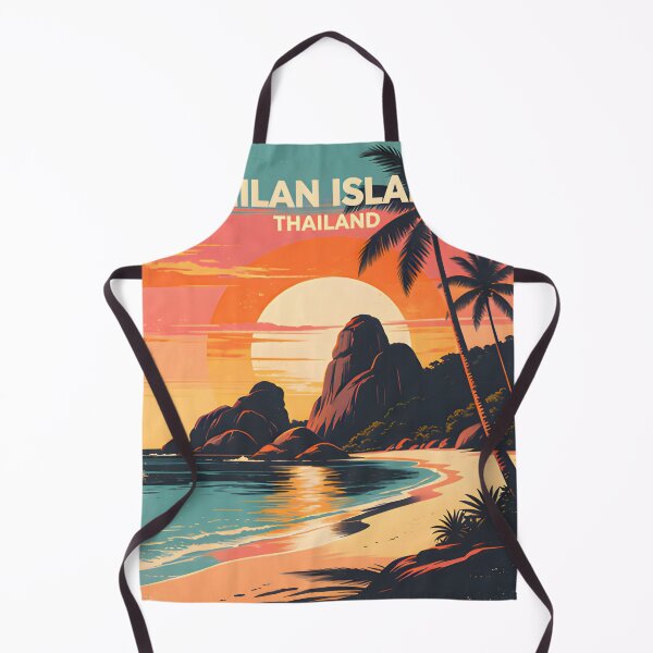 Item preview, Similan Islands Thailand Retro Sunset Travel Poster – Andaman Sea Coastal Artwork designed and sold by Spirit of Siam.