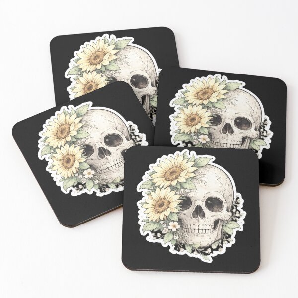Item preview, Sunflower Skull Botanical Gothic Floral Boho Design designed and sold by irfanshikh.