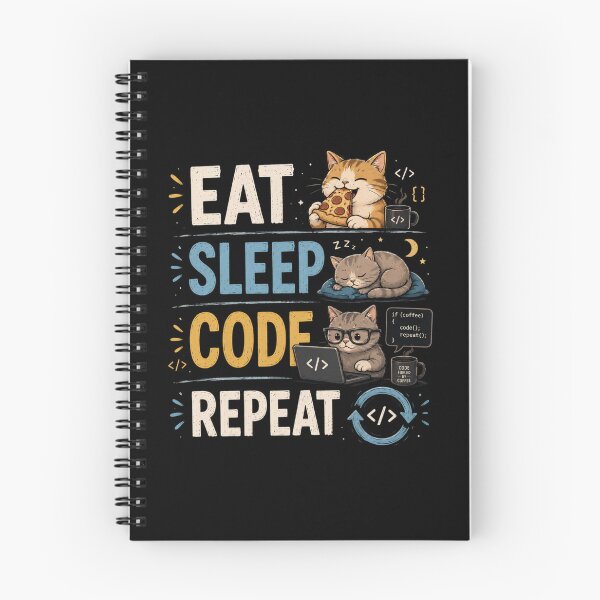 Item preview, Eat Sleep Code Repeat Funny Programmer Sticker – Cute Coding Cat Developer Design designed and sold by Artimax-Studio.