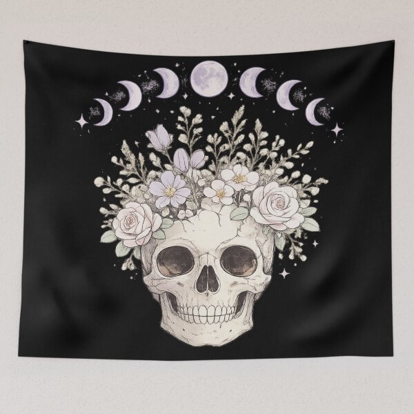 Item preview, Skull Moon Phases Roses Witchy Celestial Gothic Design designed and sold by irfanshikh.