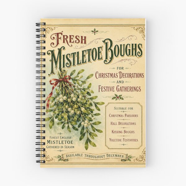 Item preview, Fresh Mistletoe Boughs – Victorian Christmas Advertisement designed and sold by GildedPagesCo.