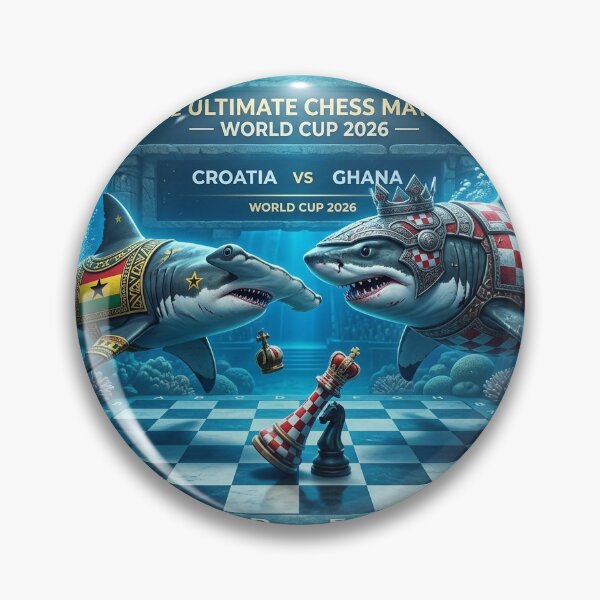Item preview, Croatia vs Ghana Underwater Shark Chess Sticker — Checkered Shark Black Star Shark World Cup 2026 Decal designed and sold by VikrantCreative.