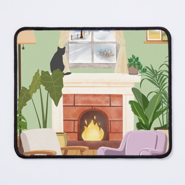 Item preview, Warm fireplace lounge interior as it winters outside designed and sold by thefrenchyviet.
