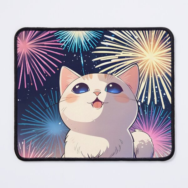 Item preview, Fireworks Cat — Summer Night Kawaii Sticker designed and sold by tommysworks.