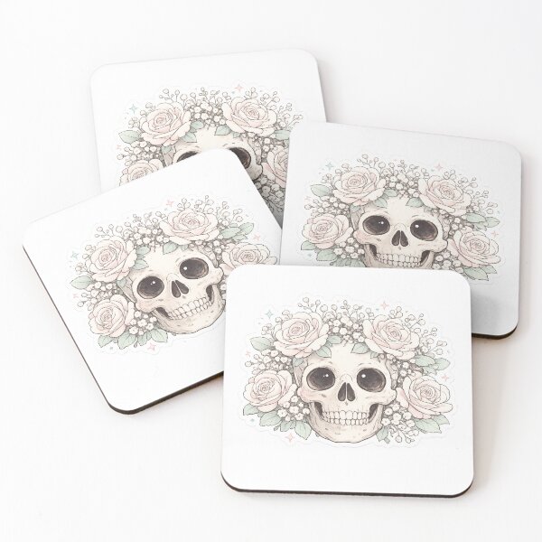 Item preview, Pink Rose Skull Soft Gothic Botanical Sticker Design designed and sold by irfanshikh.