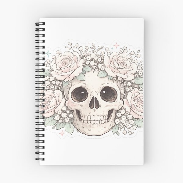 Item preview, Pink Rose Skull Soft Gothic Botanical Sticker Design designed and sold by irfanshikh.