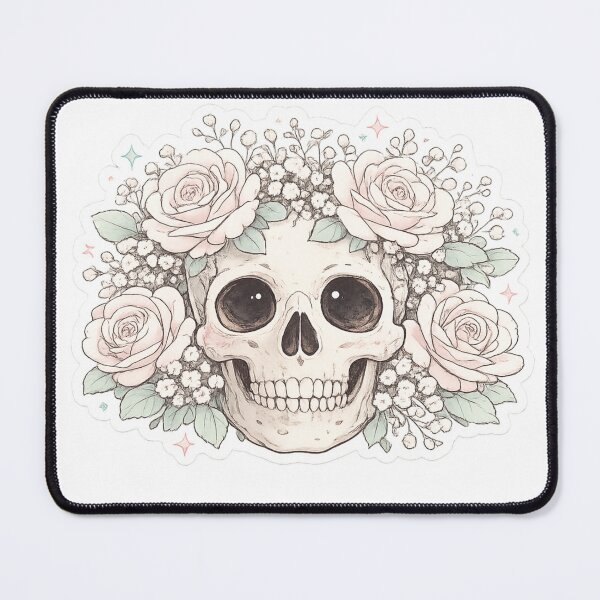 Item preview, Pink Rose Skull Soft Gothic Botanical Sticker Design designed and sold by irfanshikh.