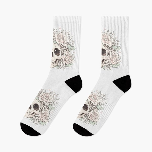 Item preview, Pink Rose Skull Soft Gothic Botanical Sticker Design designed and sold by irfanshikh.