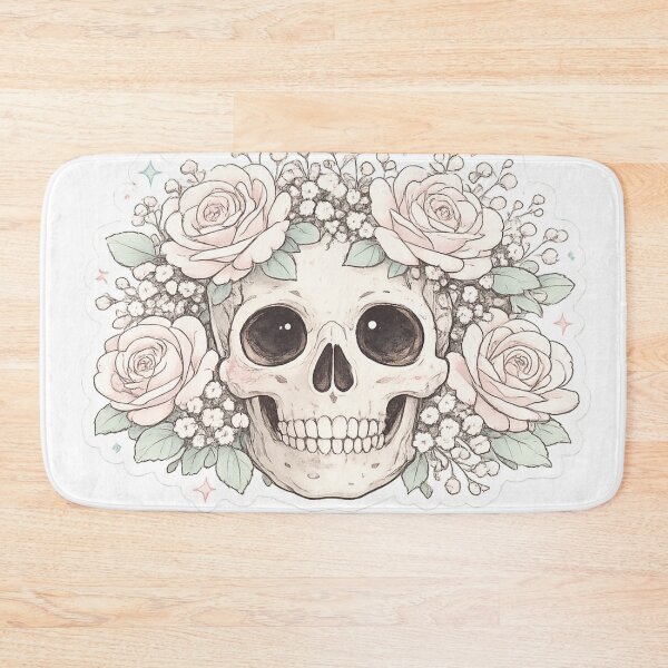 Item preview, Pink Rose Skull Soft Gothic Botanical Sticker Design designed and sold by irfanshikh.