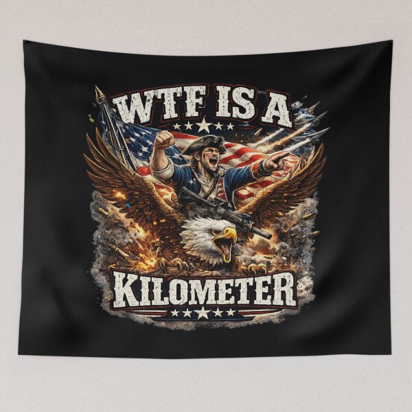 Item preview, WTF Is A Kilometer Funny American Meme T-Shirt | Patriotic Humor Design designed and sold by Teetreasure2.