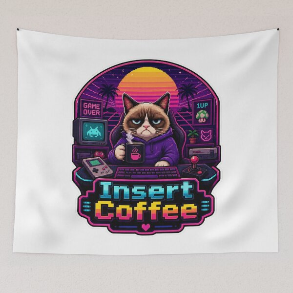 Item preview, Insert Coffee Grumpy Cat Arcade designed and sold by Mr-AShop.